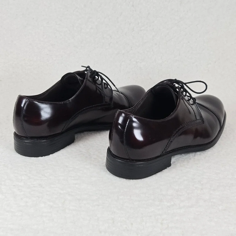 Johnston & Murphy Atchison Cap Toe Oxford Men's 10M Burgundy Leather Dress Shoes
